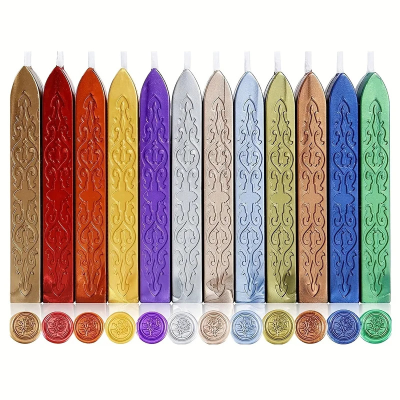 Wax Seal Stamp Kit - 12 sztuk/worek Metaliczne, mieszane kolorowe patyczki