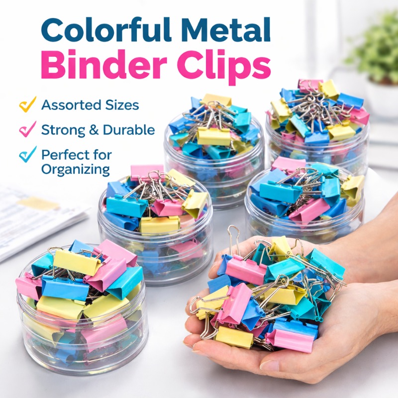 Binder Clip Assorted - Kolorowe metalowe spinacze do papieru, różne