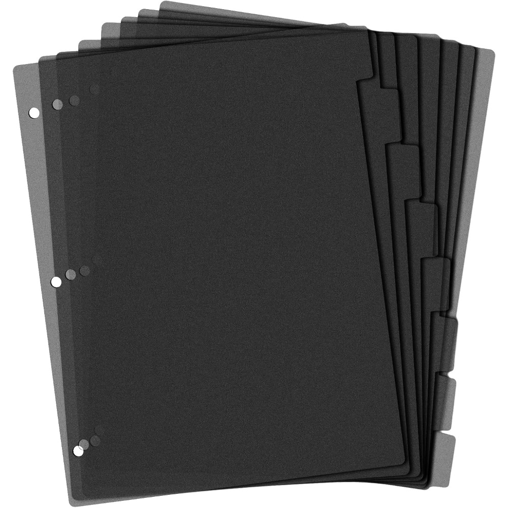 Index Tab Divider - 8 czarnych plastikowych przekładek do segregatora