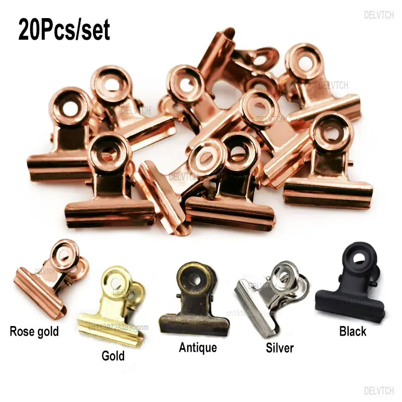 Binder Clip Assorted - 20 SZT./Zestaw Okrągłe Metalowe Klipsy Zaciskowe