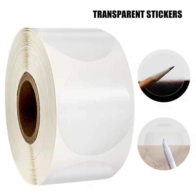 Sticker Label Roll - Przezroczyste okrągłe naklejki samoprzylepne do zamykania,