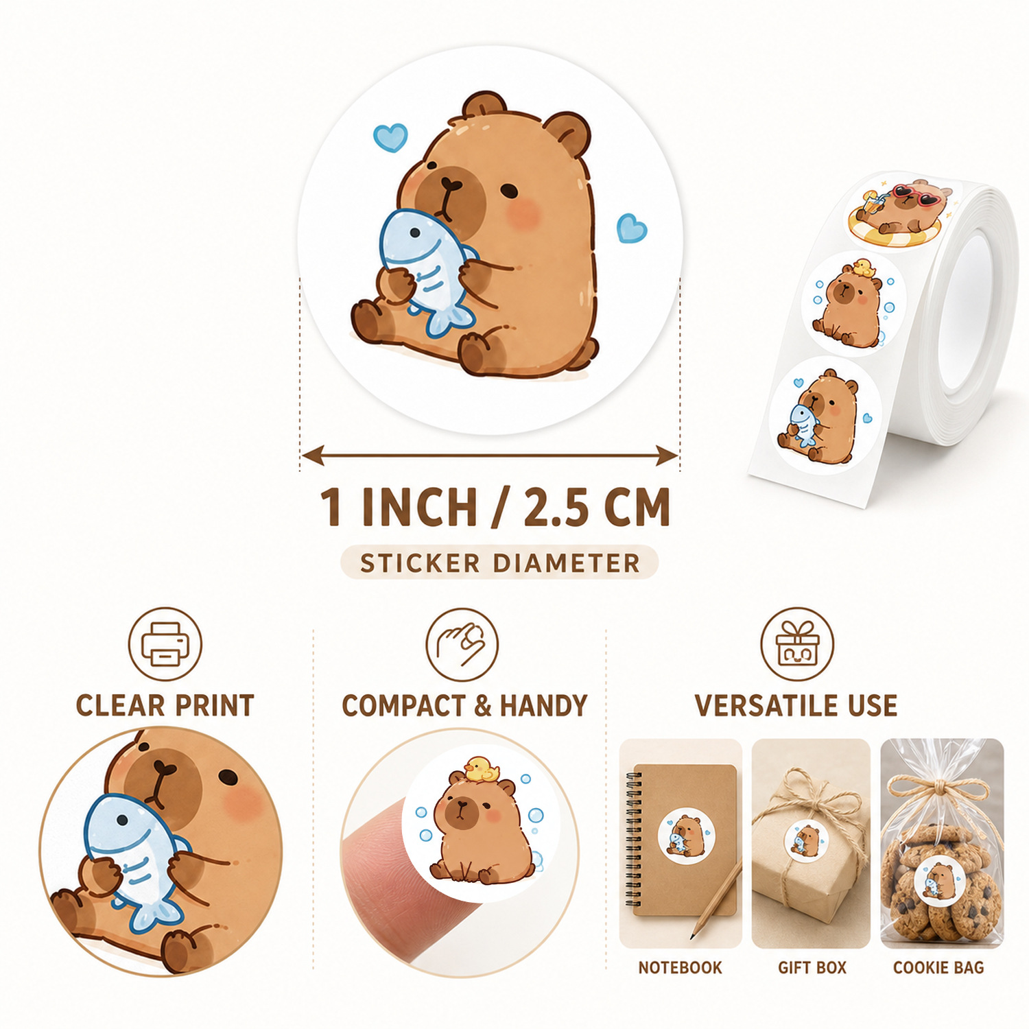 JCAC 500 sztuk/rolka Urocze na – Sticker Label Roll recenzja i cena